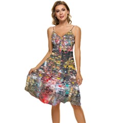 Water Droplets Sleeveless Tie Front Chiffon Dress by artworkshop