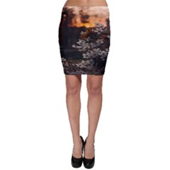 White Flower Bodycon Skirt by artworkshop