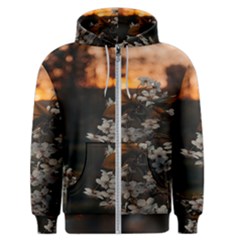 White Flower Men s Zipper Hoodie by artworkshop