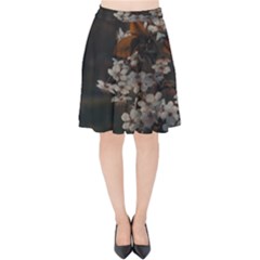 White Flower Velvet High Waist Skirt by artworkshop