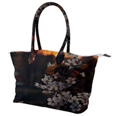 White Flower Canvas Shoulder Bag by artworkshop