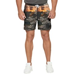 White Flower Men s Runner Shorts by artworkshop