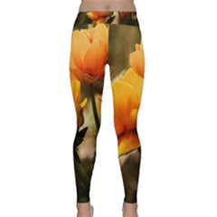 Yellow Butterfly Flower Classic Yoga Leggings by artworkshop