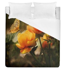 Yellow Butterfly Flower Duvet Cover (queen Size) by artworkshop