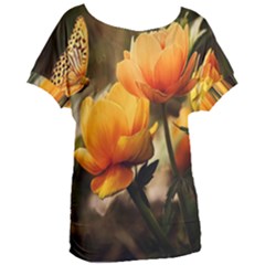 Yellow Butterfly Flower Women s Oversized Tee by artworkshop