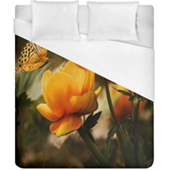 Yellow Butterfly Flower Duvet Cover (california King Size) by artworkshop