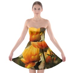 Yellow Butterfly Flower Strapless Bra Top Dress by artworkshop