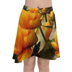 Yellow Butterfly Flower Chiffon Wrap Front Skirt by artworkshop