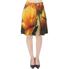 Yellow Butterfly Flower Velvet High Waist Skirt by artworkshop