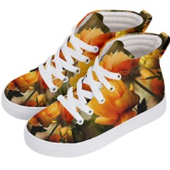 Yellow Butterfly Flower Kids  Hi-top Skate Sneakers by artworkshop