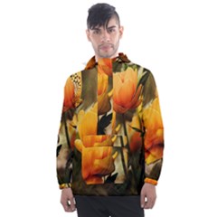 Yellow Butterfly Flower Men s Front Pocket Pullover Windbreaker by artworkshop