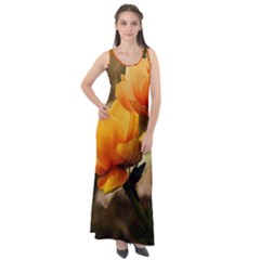 Yellow Butterfly Flower Sleeveless Velour Maxi Dress