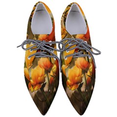 Yellow Butterfly Flower Pointed Oxford Shoes by artworkshop