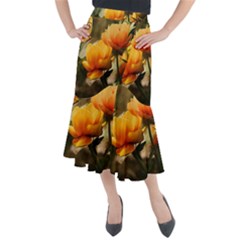 Yellow Butterfly Flower Midi Mermaid Skirt by artworkshop