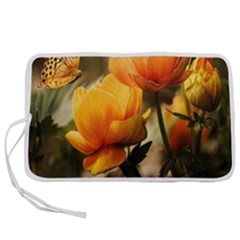 Yellow Butterfly Flower Pen Storage Case (s)