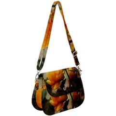 Yellow Butterfly Flower Saddle Handbag by artworkshop