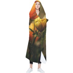 Yellow Butterfly Flower Wearable Blanket by artworkshop