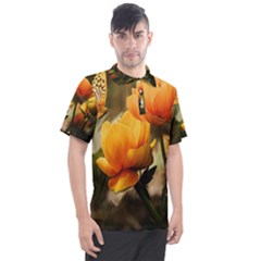 Yellow Butterfly Flower Men s Polo Tee by artworkshop