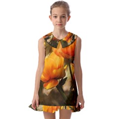 Yellow Butterfly Flower Kids  Pilgrim Collar Ruffle Hem Dress by artworkshop