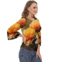 Yellow Butterfly Flower Cut Out Wide Sleeve Top View3