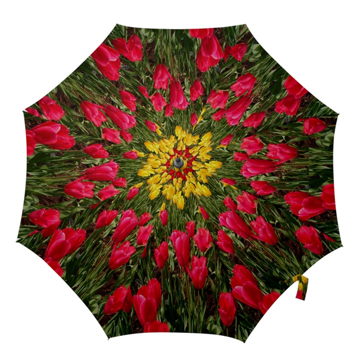 Yellow Pink Red Flowers Hook Handle Umbrellas (Small)