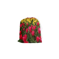 Yellow Pink Red Flowers Drawstring Pouch (xs)