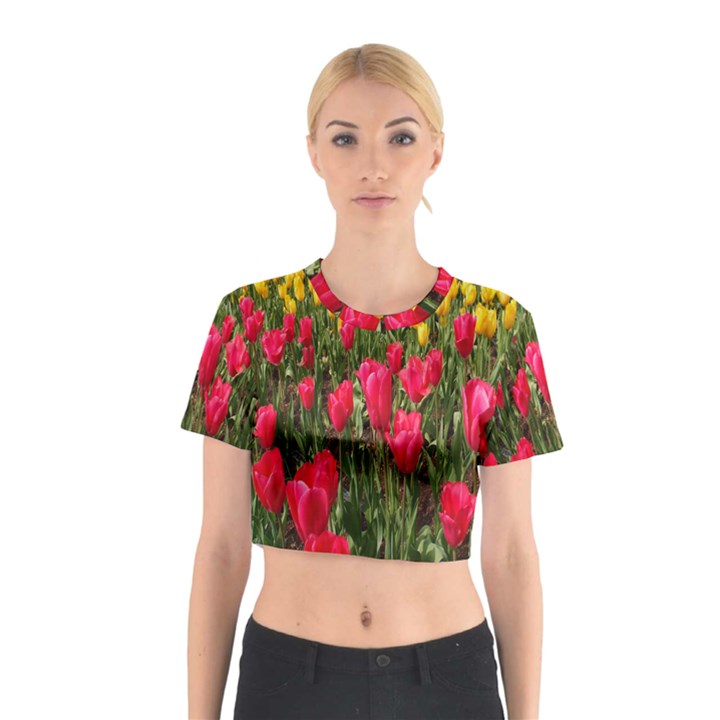 Yellow Pink Red Flowers Cotton Crop Top