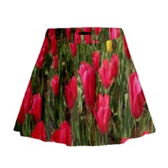 Yellow Pink Red Flowers Mini Flare Skirt by artworkshop