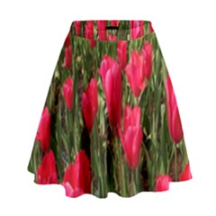 Yellow Pink Red Flowers High Waist Skirt by artworkshop