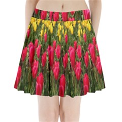 Yellow Pink Red Flowers Pleated Mini Skirt by artworkshop