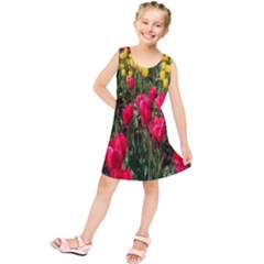 Yellow Pink Red Flowers Kids  Tunic Dress by artworkshop