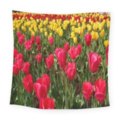 Yellow Pink Red Flowers Square Tapestry (large) by artworkshop