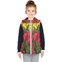 Yellow Pink Red Flowers Kids  Hooded Puffer Vest View1