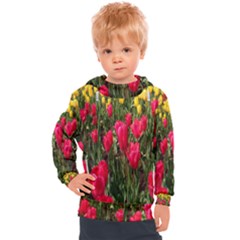 Yellow Pink Red Flowers Kids  Hooded Pullover by artworkshop