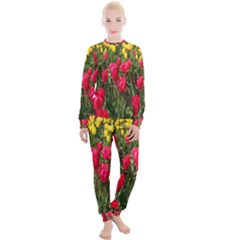 Yellow Pink Red Flowers Women s Lounge Set by artworkshop