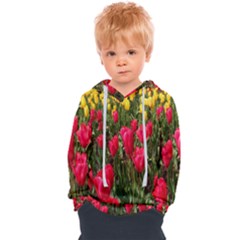 Yellow Pink Red Flowers Kids  Overhead Hoodie by artworkshop