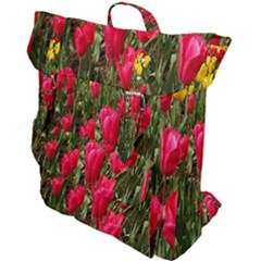 Yellow Pink Red Flowers Buckle Up Backpack by artworkshop