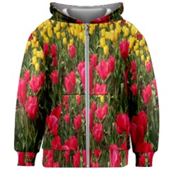 Yellow Pink Red Flowers Kids  Zipper Hoodie Without Drawstring by artworkshop