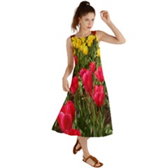 Yellow Pink Red Flowers Summer Maxi Dress by artworkshop