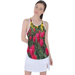 Yellow Pink Red Flowers Racer Back Mesh Tank Top by artworkshop