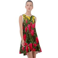 Yellow Pink Red Flowers Frill Swing Dress by artworkshop