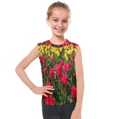 Yellow Pink Red Flowers Kids  Mesh Tank Top by artworkshop