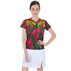 Yellow Pink Red Flowers Women s Sports Top by artworkshop