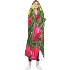 Yellow Pink Red Flowers Wearable Blanket by artworkshop