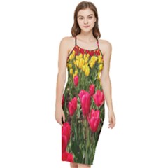 Yellow Pink Red Flowers Bodycon Cross Back Summer Dress by artworkshop