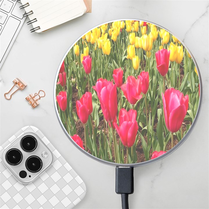 Yellow Pink Red Flowers Wireless Fast Charger(White)