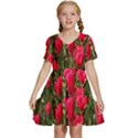 Yellow Pink Red Flowers Kids  Short Sleeve Tiered Mini Dress View1