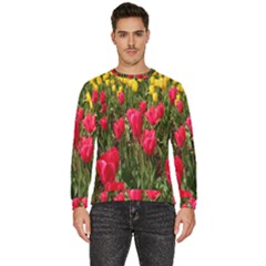 Yellow Pink Red Flowers Men s Fleece Sweatshirt by artworkshop