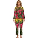 Yellow Pink Red Flowers Womens  Long Sleeve Lightweight Pajamas Set View1