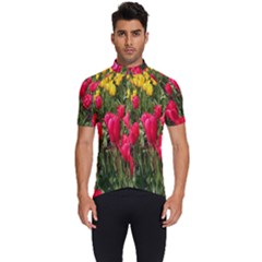 Yellow Pink Red Flowers Men s Short Sleeve Cycling Jersey by artworkshop